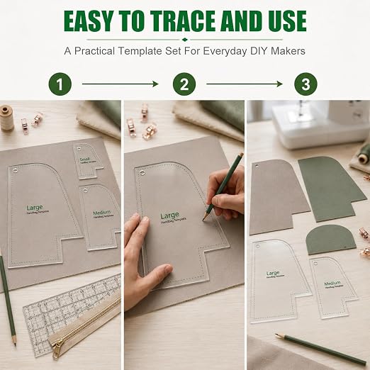 Set of 3 Purse Bag Pattern Template, 3 Versatile Sizes Clear Handbag Stencils
