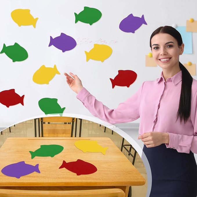 Ireer 48 Pcs Large Foam Fish Cutouts 6 Inch Colorful Fish Shapes Classroom