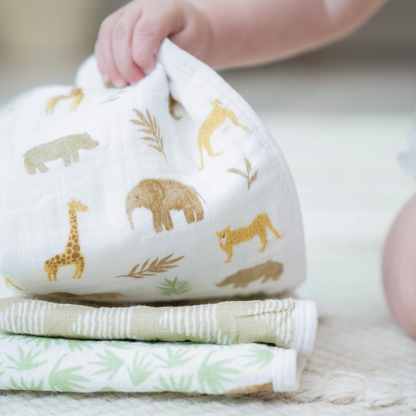 aden + anais Essentials Washcloth 3-Pack, Super Soft 100% Cotton Muslin, Gentle on Skin, 3 Absorbent 11x11 Layers, Softer with Every Use, Perfect for Babies, Infants, Toddlers, Tanzania