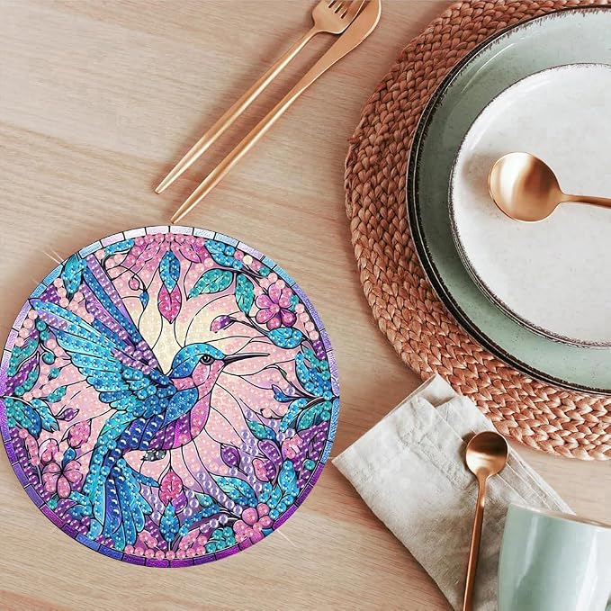 ijbnhd 8 Pcs Hummingbird Diamond Painting Coasters Kits