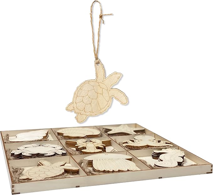 45 Pack Unfinished Wooden Ocean Sea Animals Cutouts