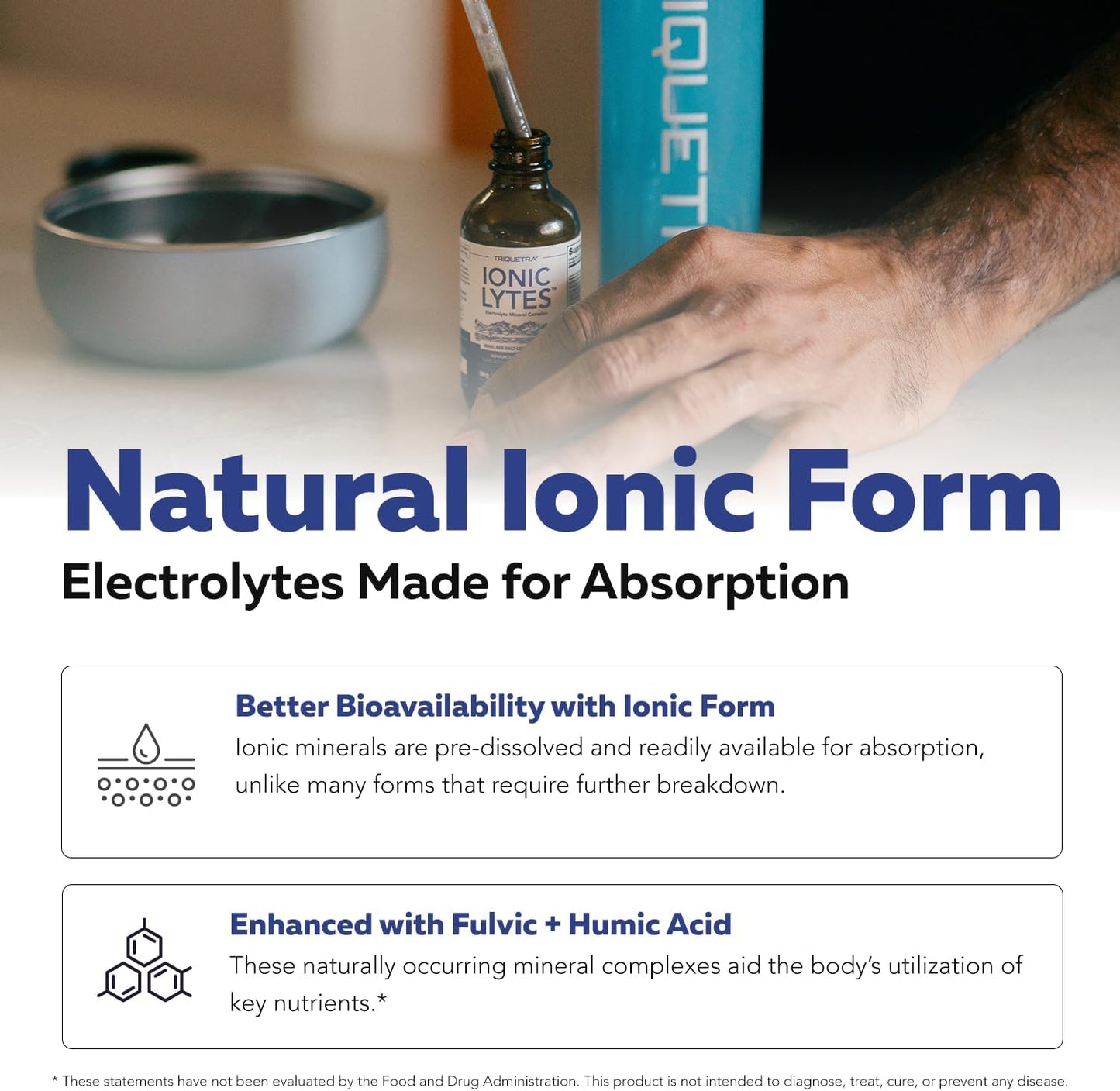 Ionic Lytes™ Electrolyte Mineral Complex with Ionic Sea Salt, Fulvic & Humic Acid - Supports Hydration, Electrolyte & Mineral Balance & Muscle Function (4 oz) - Soy-Free, Gluten-Free, cGMP