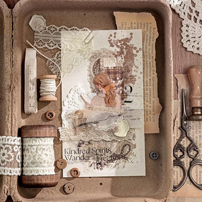 Vintage Aesthetic Stickers for Junk Journaling Supplies, Dual Materials