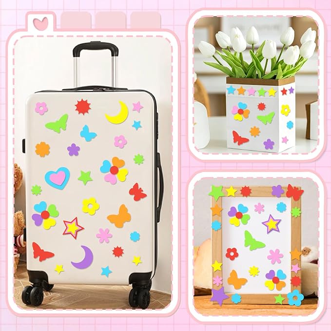 2800Pcs Foam Stickers Colorful Flower Butterfly Foam Shapes Stickers