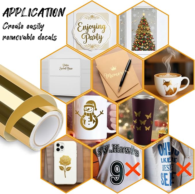 Gold Permanent Adhesive Vinyl, Party Decorations, Scrapbooking & DIY Crafts