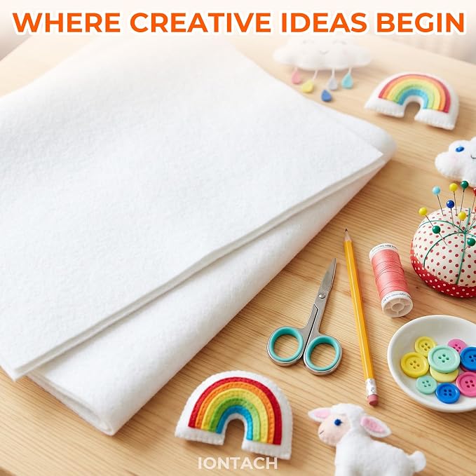 IONTACH 18" X 18" Soft Felt Sheets 1.6mm Thick | Acrylic Felt Fabric Sheets