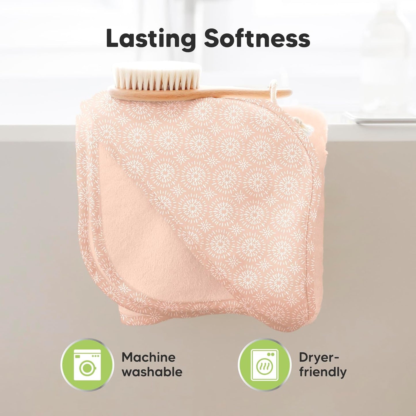 KeaBabies Hooded Baby Towel for Newborn - Viscose Derived from Bamboo Large Baby Bath Towels with Hood for Boys, Girls, Toddler, Extra Absorbent & Soft Newborn Bath Essentials (Pink Crystal, Regular)