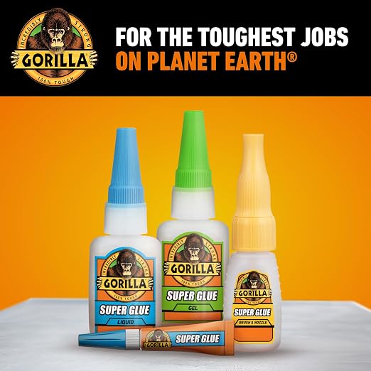 Gorilla Super Glue Gel Value Size, Fast‑Setting Strong Bond, Impact‑Tough