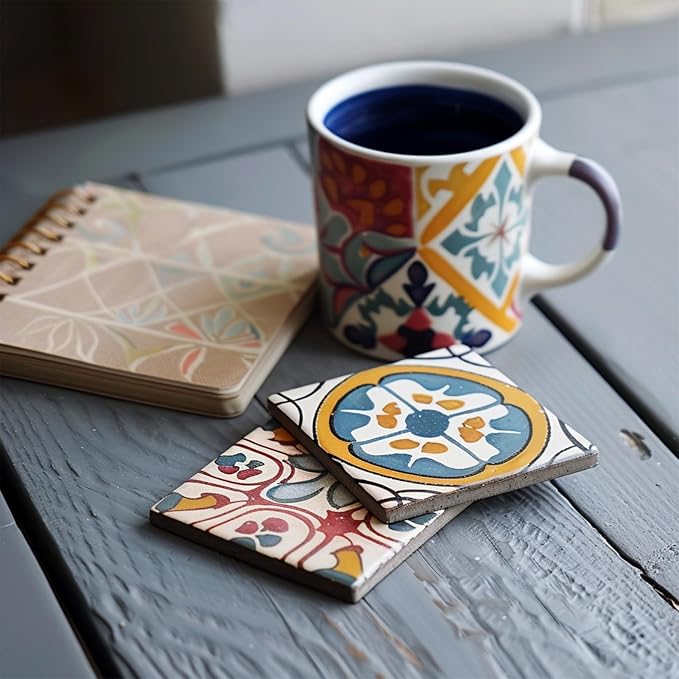 20pcs 4''x4'' Ceramic Tiles for Crafts, Blank Ceramic Coaster for Craft
