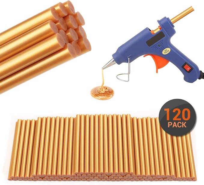 Gartful 120pcs Gold Hot Glue Sticks, Hot Glue Gun Wax Sticks 0.28" x 3.9"