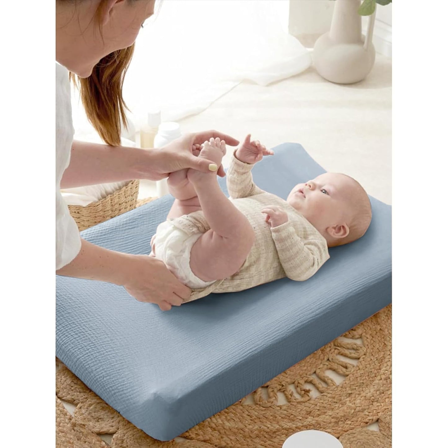 Changing Pad Cover for Neutral Baby Muslin Soft Cotton Diaper Changing Table Pad Cover Changing Pad Sheets for Girls and Boys - 2 Pack