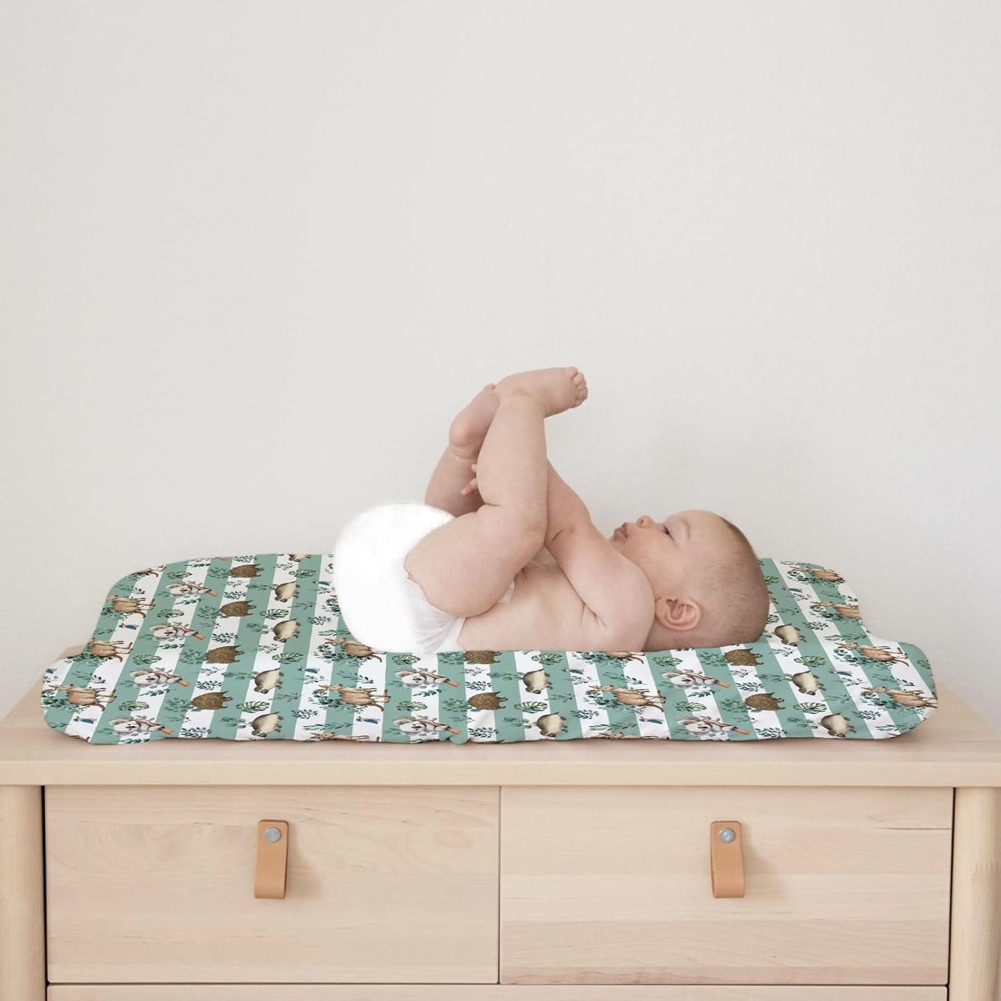 Baby Australian Animals Baby Changing Pad Covers for Boy Girl 32''x16'' Cute Koala Green Tropical Leaves Fitted Diaper Change Table Sheets Baby Animals Stripes Soft Breathable Baby Changing Table Mats