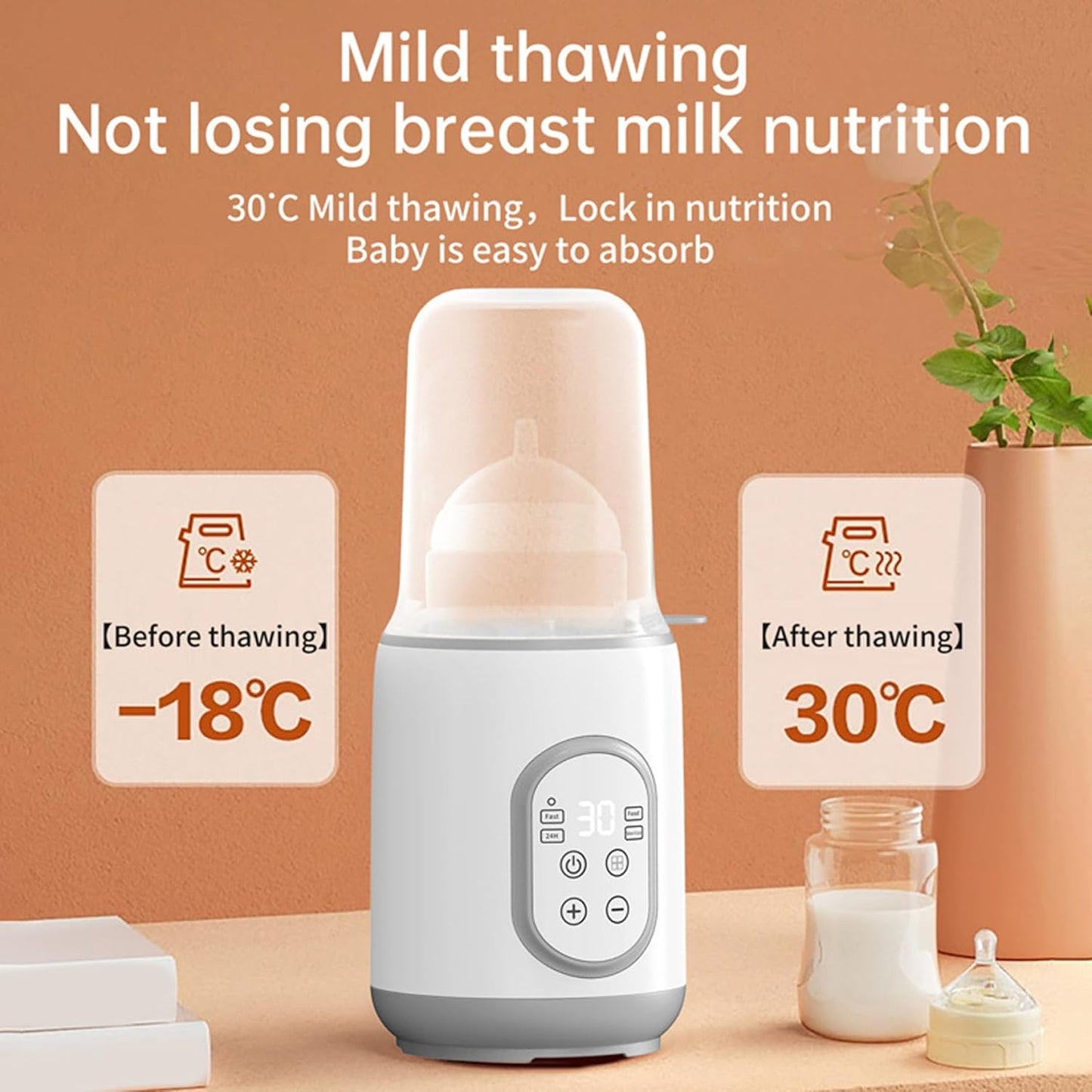 Bottle Warmer Quick Thawing PP Portable Bottle Warmer with Smart Temperature Control for Breastmilk Baby Food
