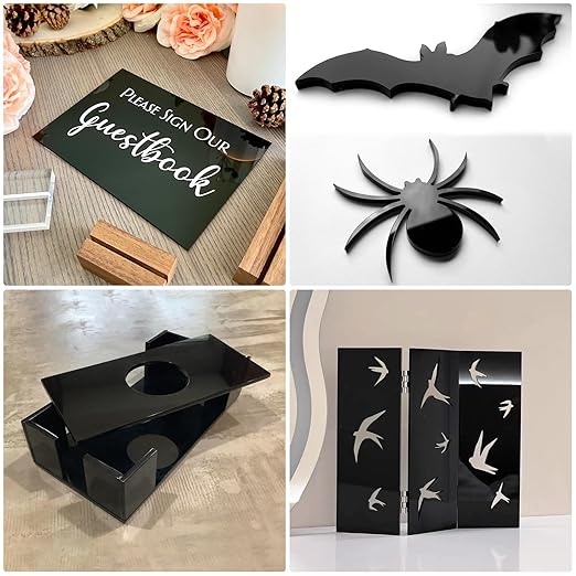 KAITELA Pack of 10 Black Cast Acrylic Sheet 12" x 16" x 1/8" Thick | Opaque;