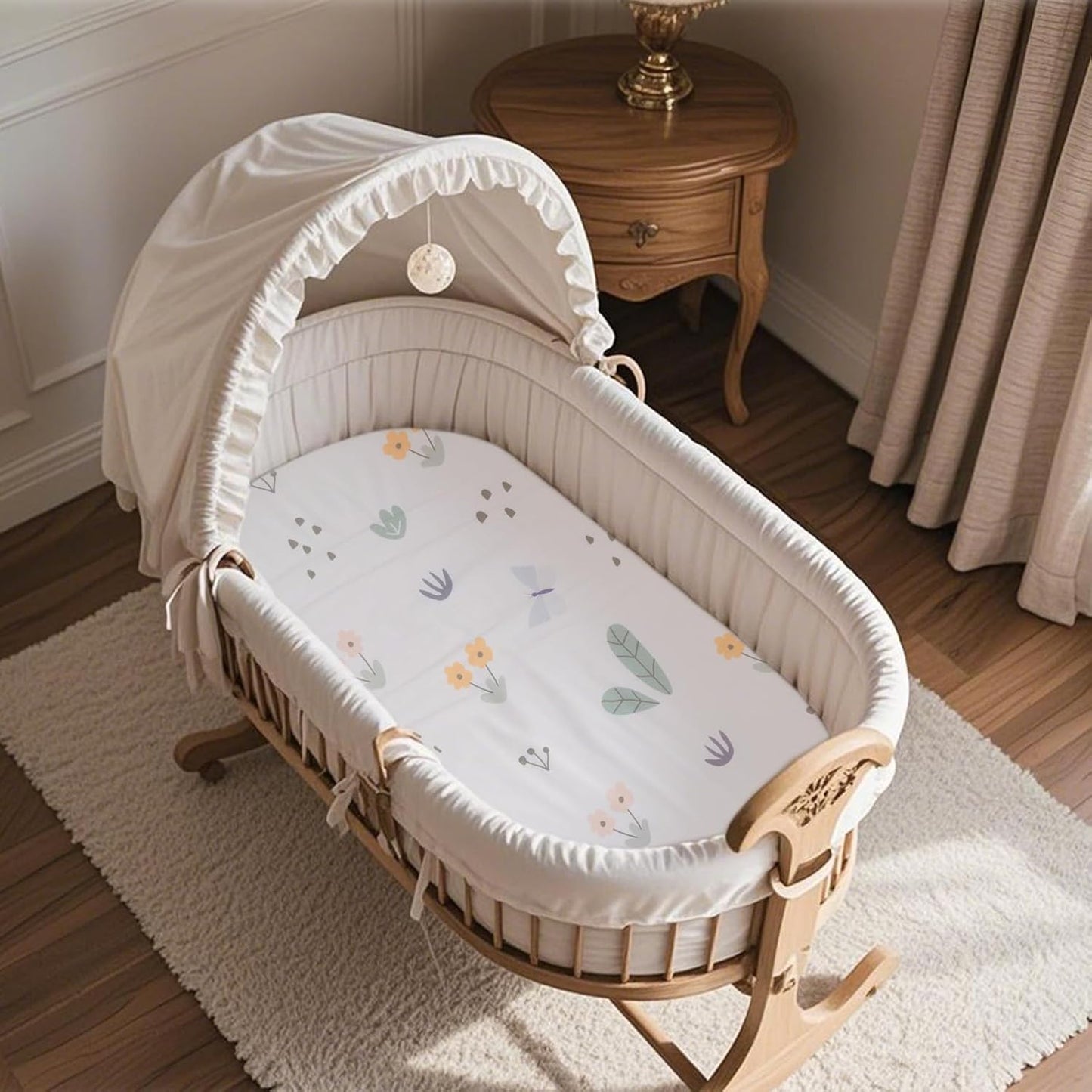 100% Jersey Cotton Bassinet Sheets 17" x 29" Fits Halo BassiNest Swivel Sleeper and 4moms Mamaroo Sleep, Super Soft and Breathable Bassinet Fitted Sheets for Baby, 3 Pack, Green