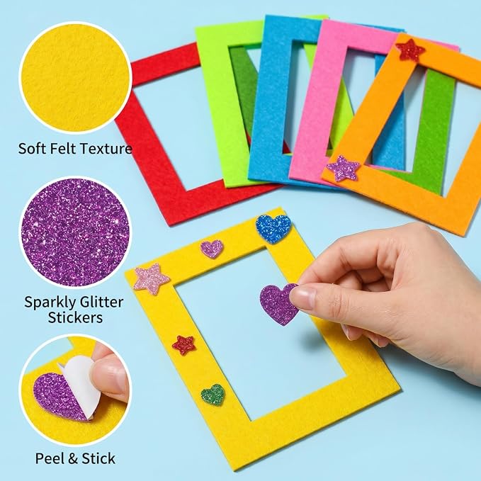 Jetec 24 Pieces Colorful Felt Photo Frames Holiday Picture Frames and 50 Pieces