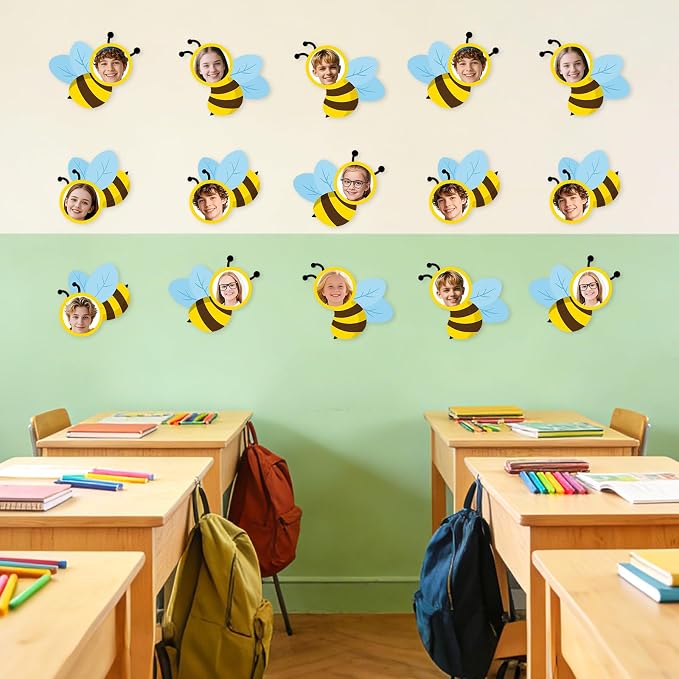54Pcs Bee Cutouts for Bulletin Boards Decorations, DIY Bee Classroom Cut Outs