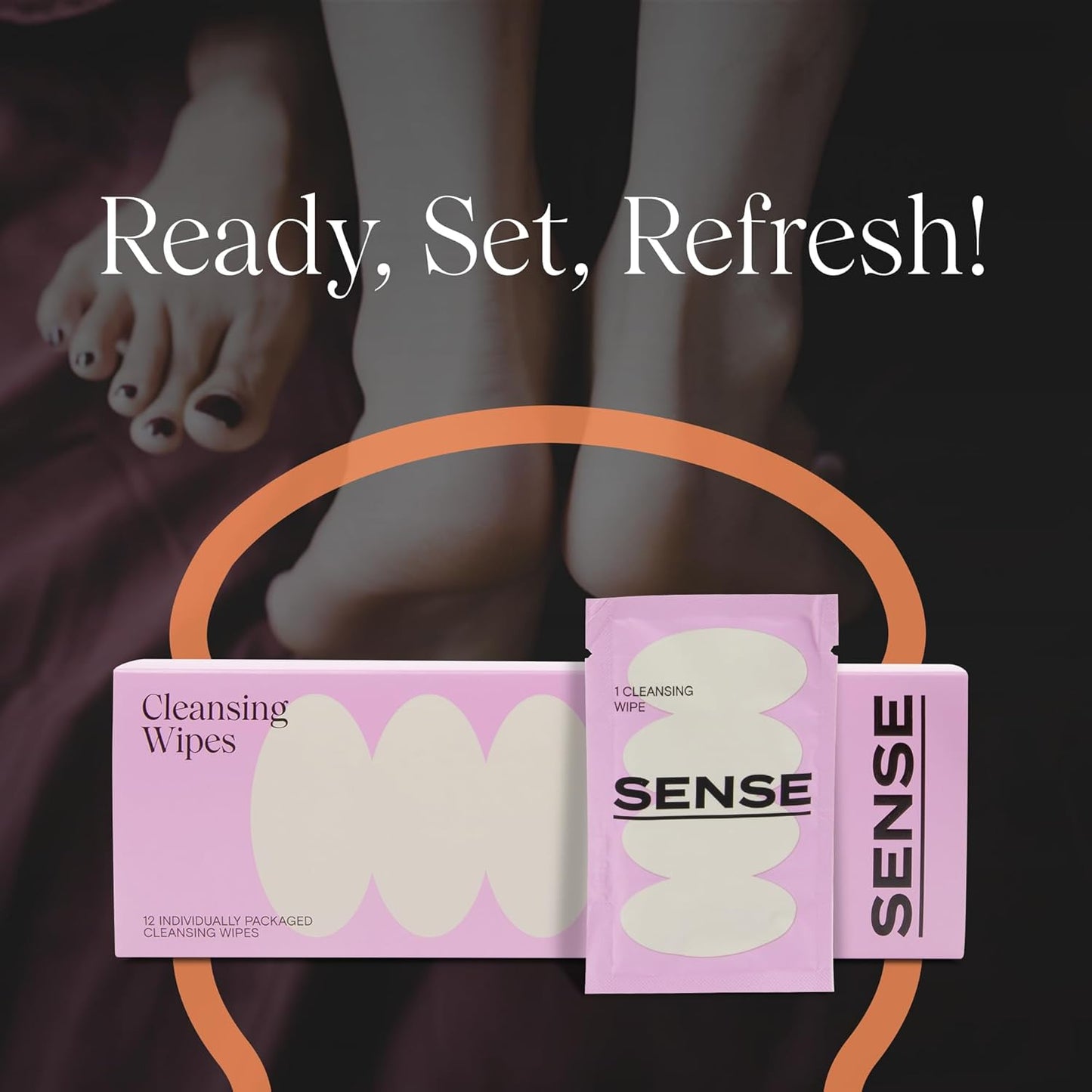 Sense Cleansing Wipes (12 Pack) Individually Wrapped pH Balance Wipes for Women - Made in the USA, Flushable Wipe, On-The-Go Before and After Freshness Intimate Wipe