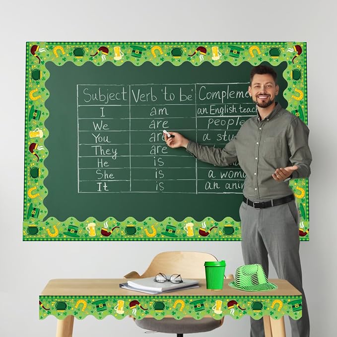 69 Feet St Patricks Day Bulletin Board Borders Lucky Shamrock Clover Rainbow