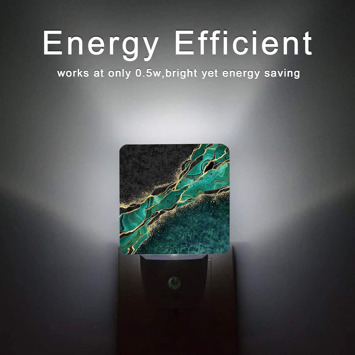 Green Marble Night Light,Golden Abstract Marble Veins Night Lights 0.5W Sleep Friendly for Boys Girls Led Night Light Dusk to Dawn Sensor Nightlight for Stairway/Hallway/Bedroom