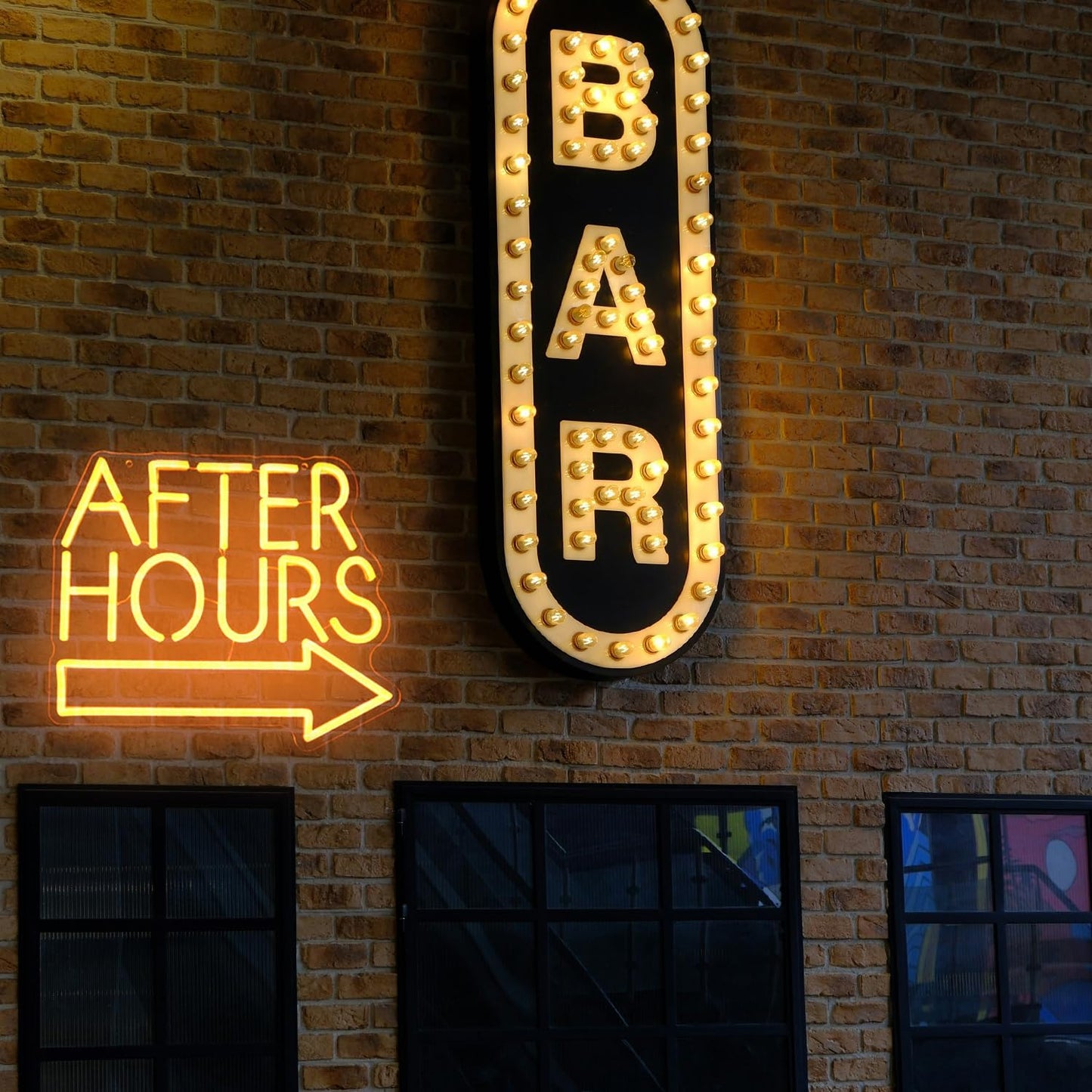 After Hours Neon Sign Bar LED Neon Lights Signs Orange Letter with Arrow Neon Signs for Wall Decor Dimmable Neon Wall Light for Club Pub Man Cave Bar Garage Party Decor Business Sign