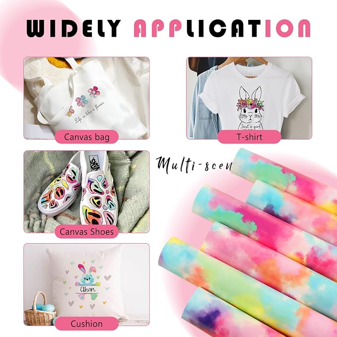 Tintnut Dreamy Tie Dye Heat Transfer Vinyl, PU HTV Sheets, easy cut & weed