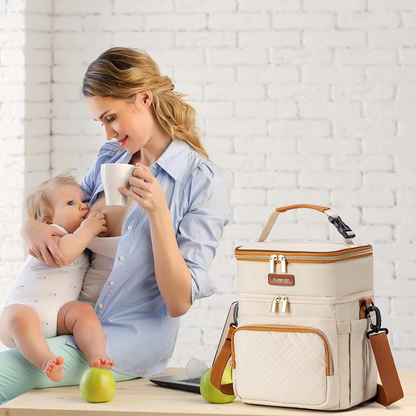 Breastmilk Cooler Bag with Ice Pack Fits 6 Baby Bottles Up to 9 Ounce