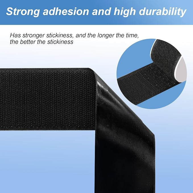 2''×27Ft Black Heavy Duty Hook And Loop Tape Adhesive, No Punching Picture Wall