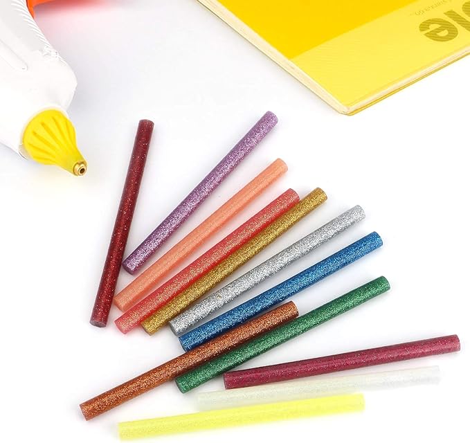Colored Hot Glue Sticks Mini, 3.93 x 0.27 in Glitter Glue Stick, EVA Adhesive