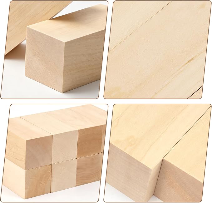 10 Pack Basswood Carving Blocks, Unfinished Wood Whittling Blocks