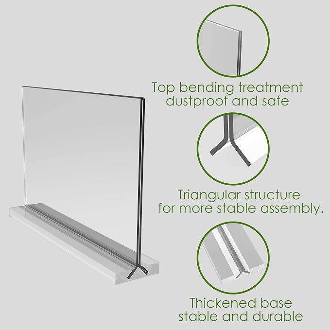 newnewshow Acrylic Sign Holder 11x8.5 Inch 3 Pack Horizontal T Shape