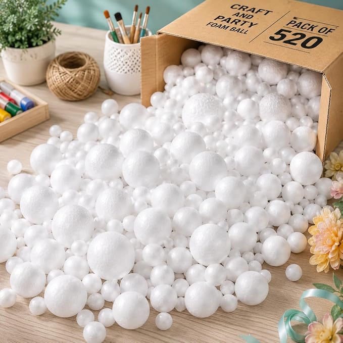 Evershine 520 Pack Craft Foam Ball Assorted