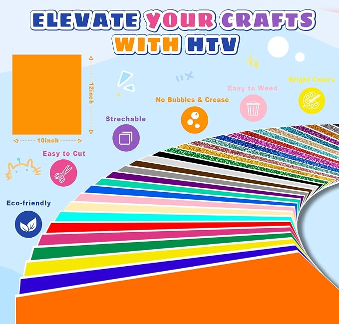 36 Pack HTV Heat Transfer Vinyl Sheets