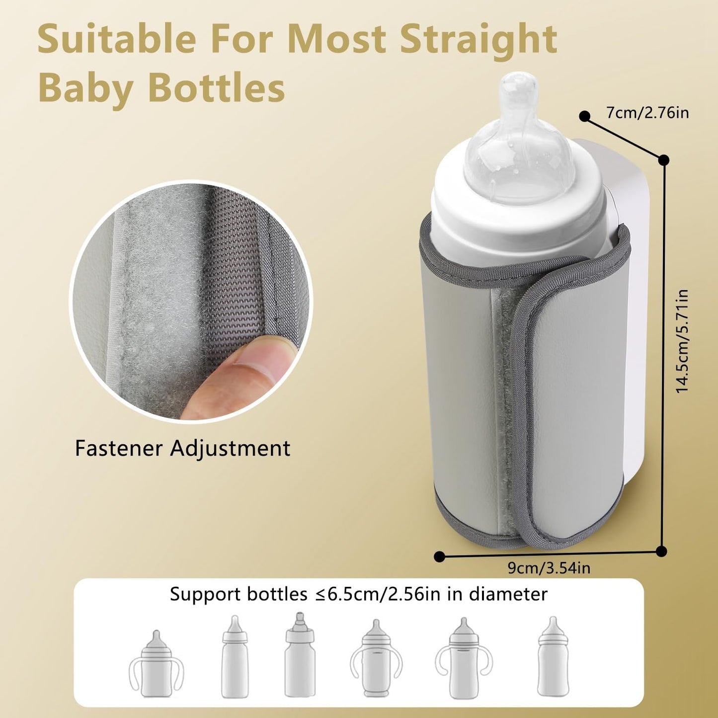 Portable Bottle Warmer for Travel, Instant Heating & Constant Warming, Portable Baby Bottle Warmer On The Go for Breastmilk, Large Capacity Battery-Powered & Rechargeable, Temperature Display