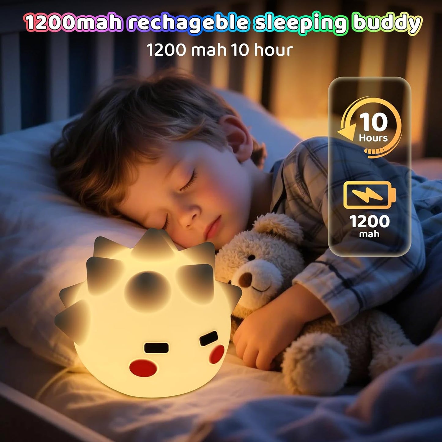 Night Light for Kids, Silicone Touch Night Light for Baby Nursery, Voice-3-Level Warm Light Adjustment Portable Nursing Room Light, Rechargeable Nightlight for Girls and Boys Bedside Gift