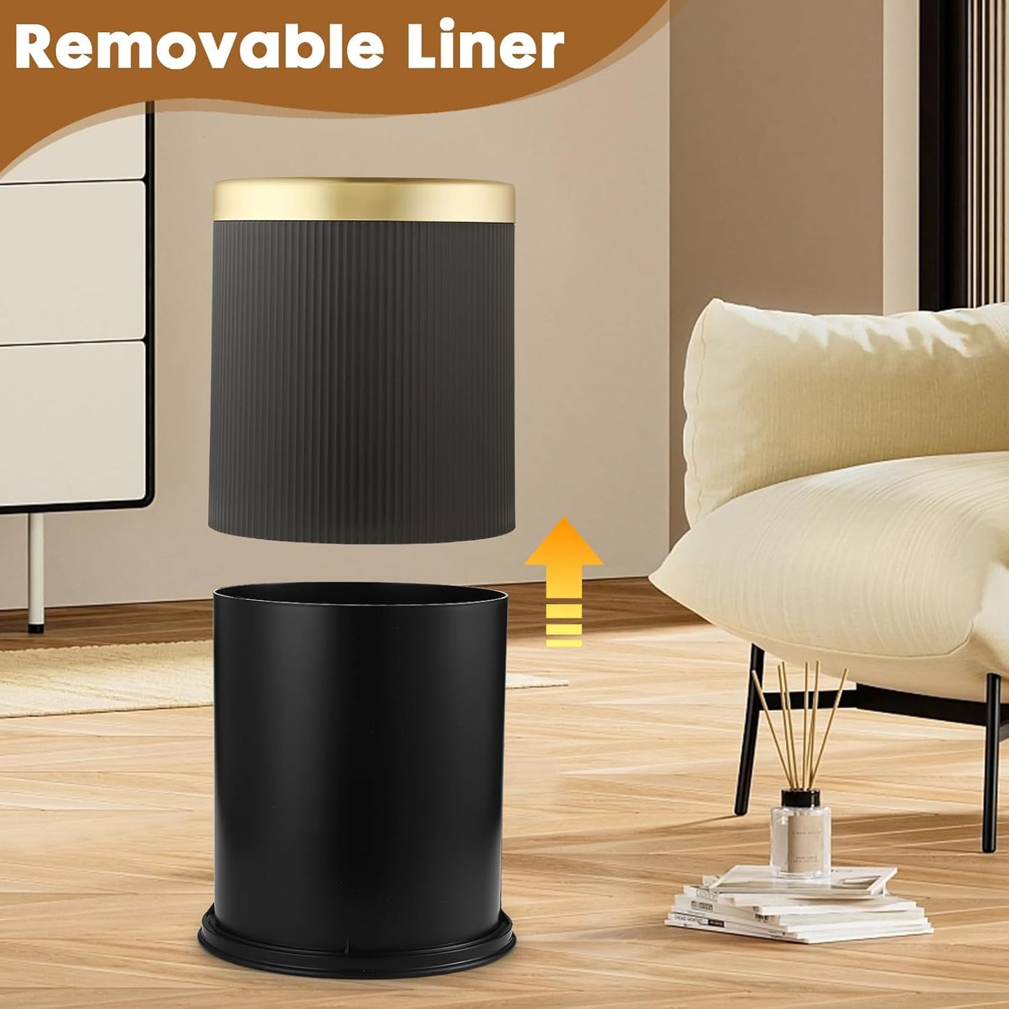 Smart Bathroom Trash Can Garbage Can with Lid, 2.8 Gallon Motion Sensor Trash Bin for Bathroom, Kitchen, Small Mini Trash Cans Black Automatic Diaper Trash Can-Dark Gray