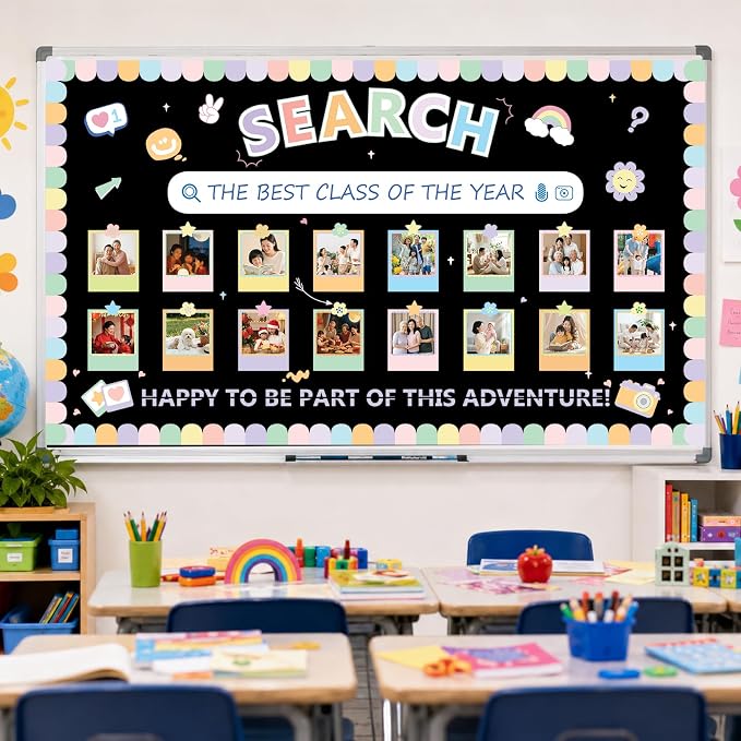 Photo Display Bulletin Board Kit Welcome Back to School Search Pastel Rainbow