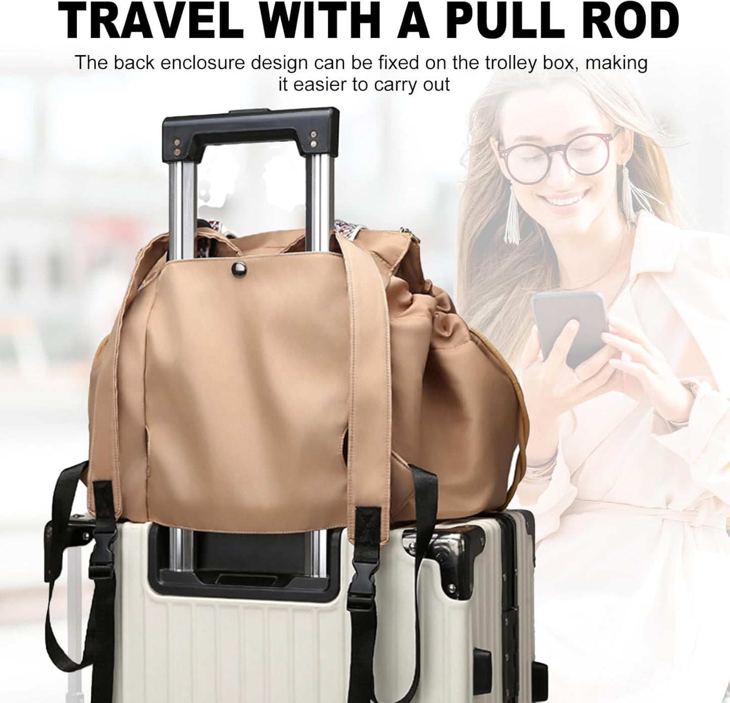 Multifunctional Travel Organizer Bag for Ladies - Doubles as a Stylish Backpack, Crossbody and Shoulder Bag, Boasts Great Storage Capacity(Khaki)
