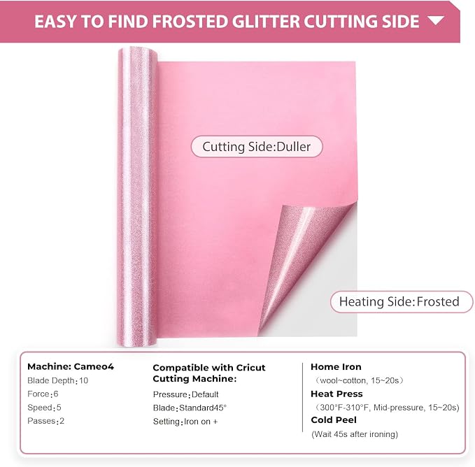 HTVRONT Glitter HTV, Easy-Weed for Craft Design