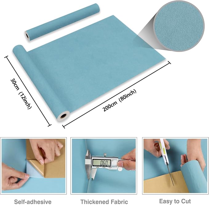 CRE8TIVE Baby Blue Felt Drawer Liner Self Adhesive Velvet Flocking Liner