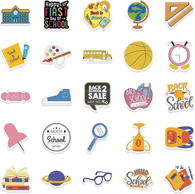 50PCS Back to School Stickers, First Day of School Teacher Reward Party