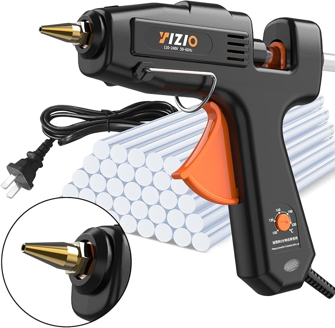 IZIO Full Size Hot Glue Gun and Sticks Set, 100-220W Adjustable Temperature