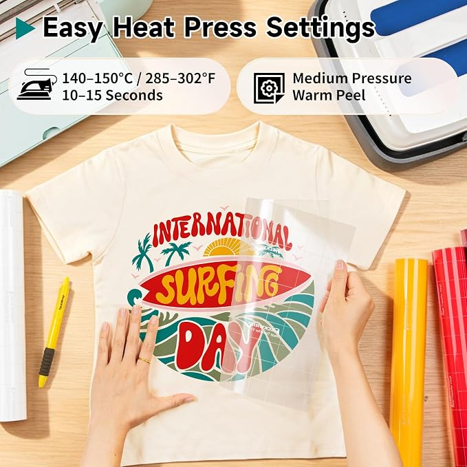 TECKWRAP Heat Transfer Vinyl for T Shirts, 50+ Washes, 10 Sheets 12" x 12" |