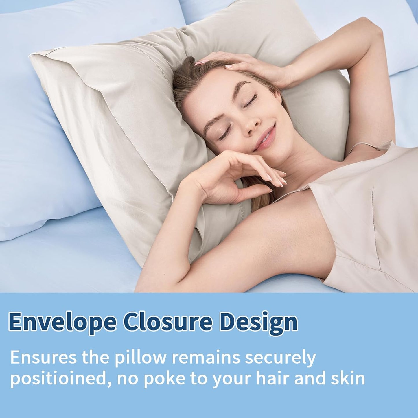 Cooling Pillow Cases Queen Size Set of 2, Ice Cool Silky Pillow Covers for Hot Sleepers & Night Sweats, Reduces Wrinkles & Frizz Softer Like Silk Pillow Cases, Champagne, Christmas Stocking Stuffers