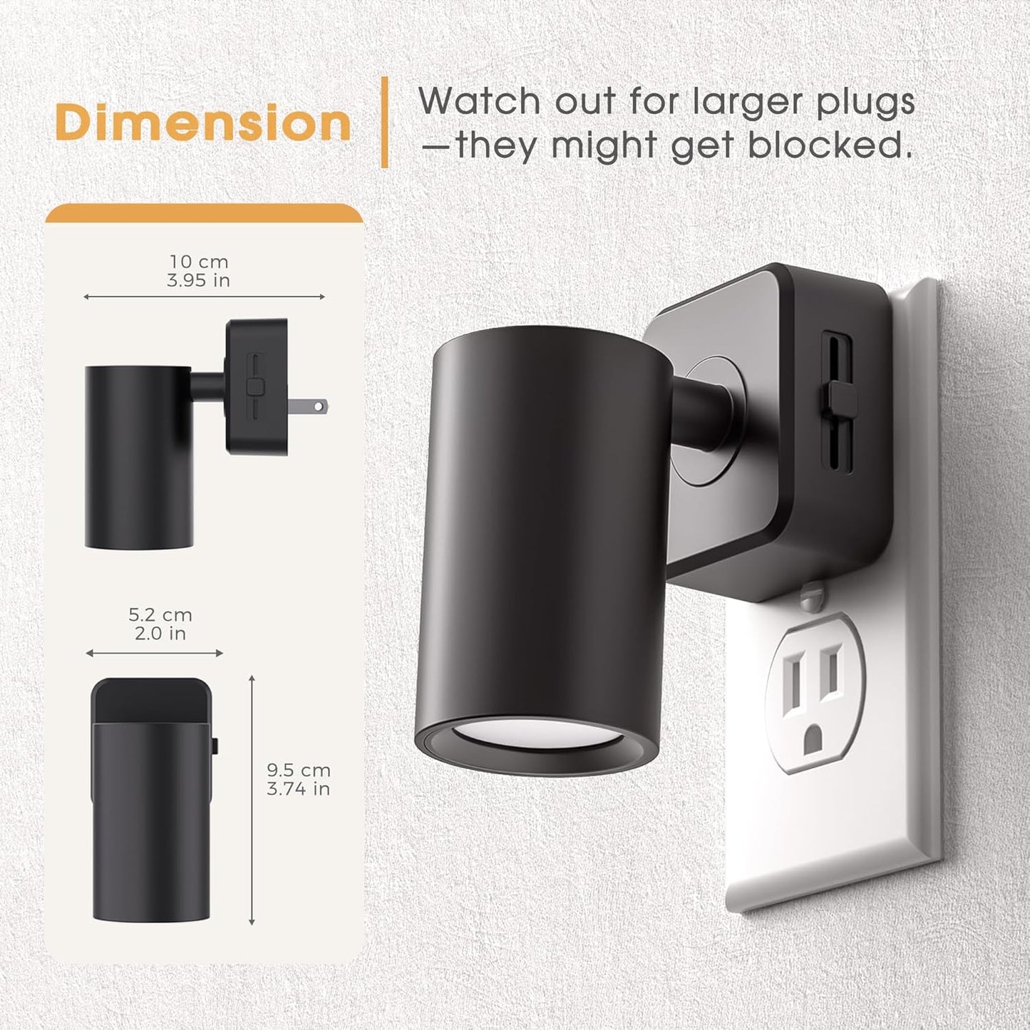 Briignite Night Lights Plug into Wall, 320° Rotation Night Light, RGB Color Changing Nightlight, Spot Light Dimmable Brightness, Dusk to Dawn Nightlight for Bedroom, Spot Light, Kids Room, Stair