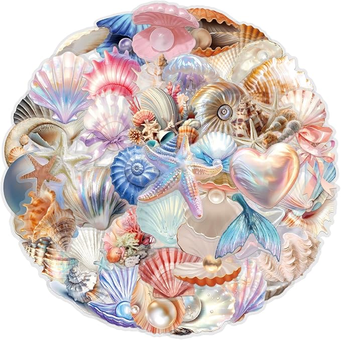 60PCS Cartoon Conch Stickers Funny Sea Shell Stickers