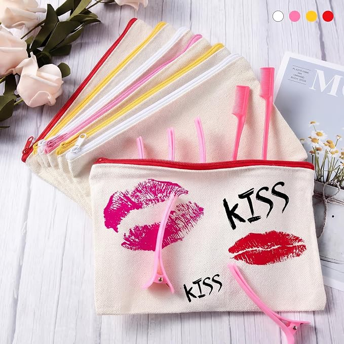 Reginary 80 Pack Canvas Zipper Makeup Bags Bulk Pencil Pouches Blank DIY Craft