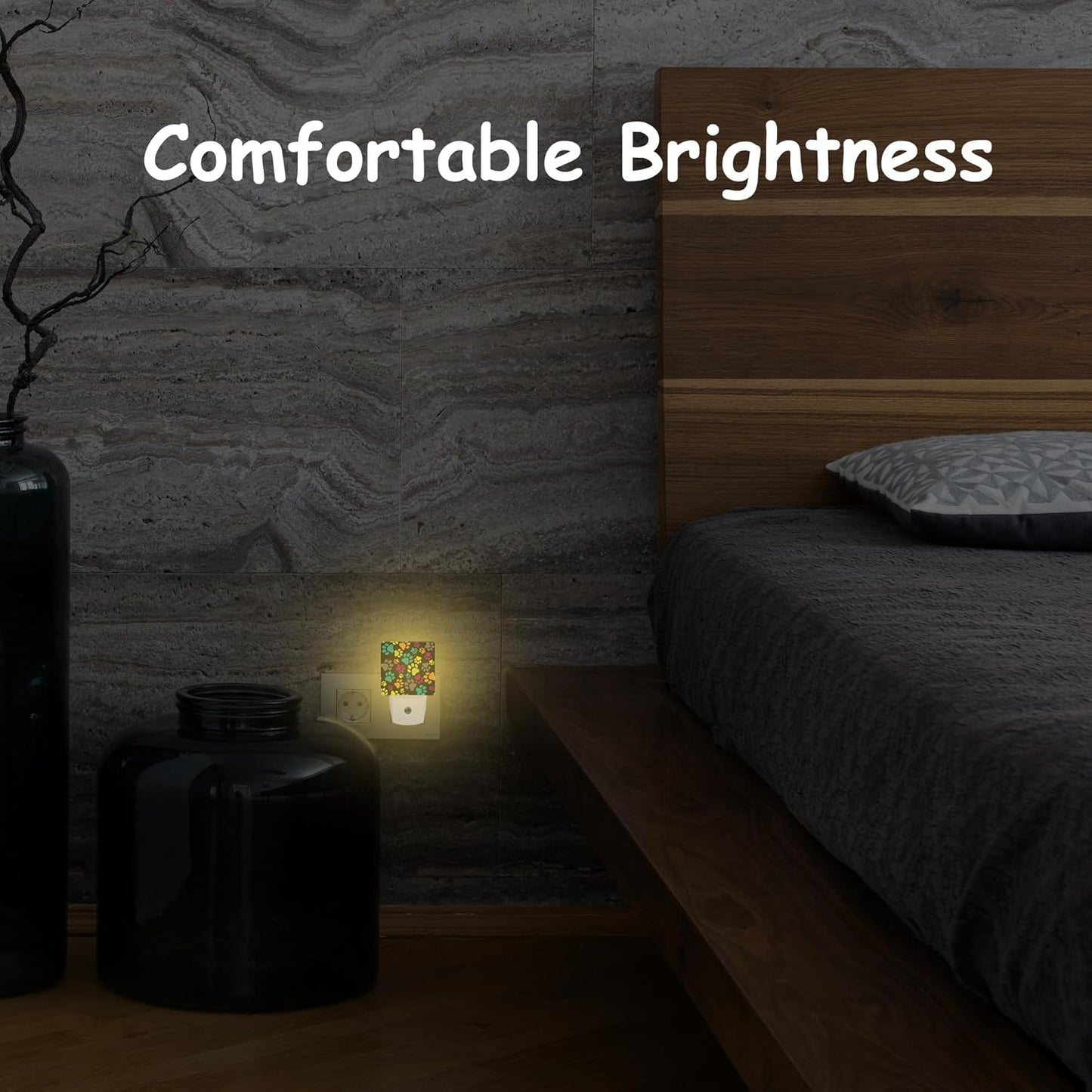 Plug Night Light,Cute Colorful Paw Print Night Light Lamp Auto Sensor Energy Efficient Dusk to Dawn Lights for Girls Boys Women Room Decor,Hallway,Kitchen,Bathroom,Nursery,Stairs