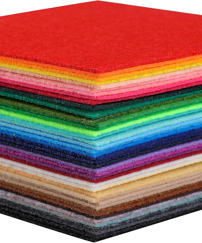 Felt Sheets 12x12 20 Pack 1mm Nonwoven Assorted | Nonwoven acrylic felt