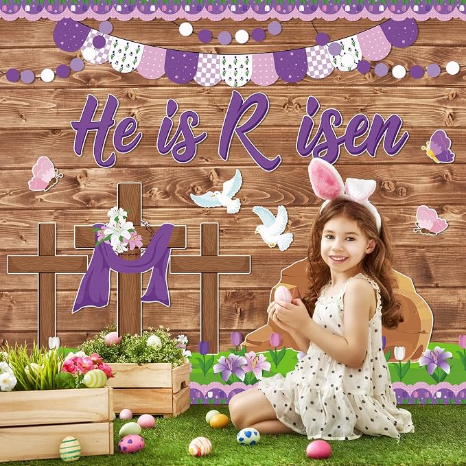 Supervitae 86 Pcs Christian Easter Bulletin Board Decorations Set Religious